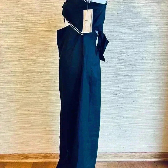 NWT! Johanna Ortiz + Pinkfilosofy Linen Tie-Back Macarena Maxi Dress - Picture 5 of 11